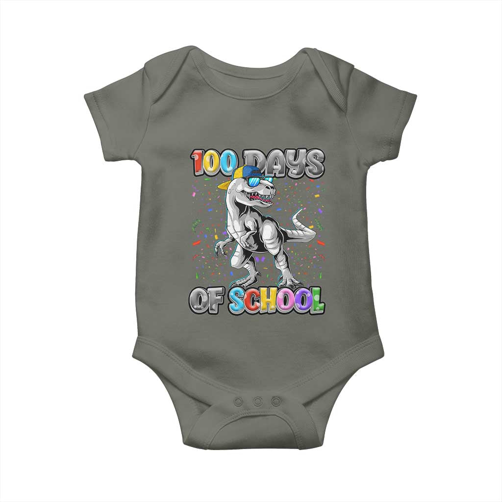 100 Days Of School Baby Onesie Funny Cool Dinosaur Trex 100 Days Smarter