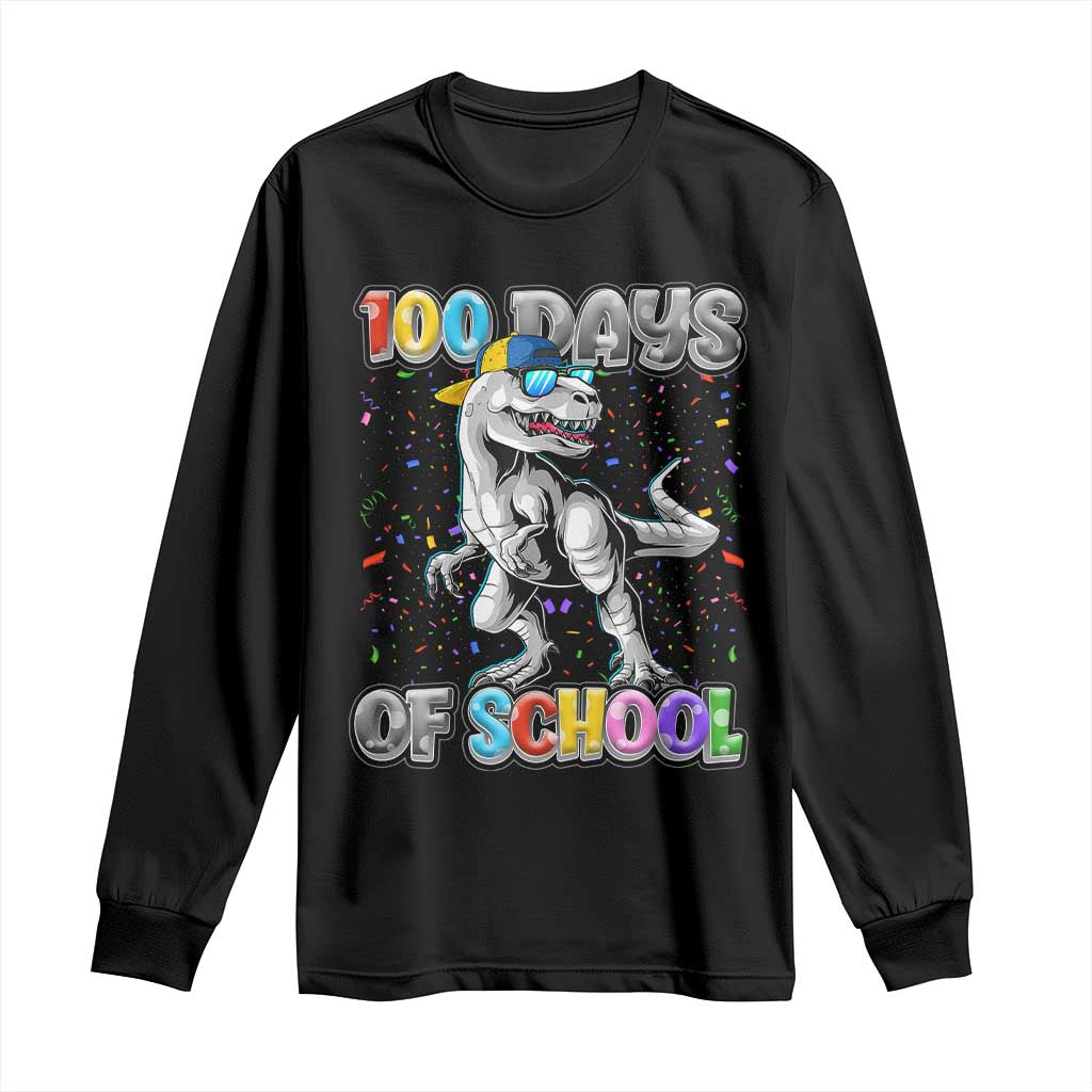 100 Days Of School Long Sleeve Shirt Funny Cool Dinosaur Trex 100 Days Smarter