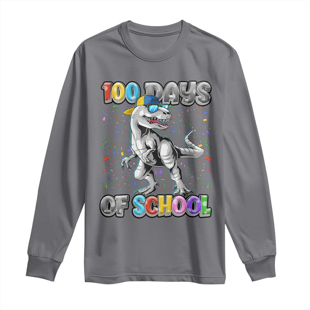 100 Days Of School Long Sleeve Shirt Funny Cool Dinosaur Trex 100 Days Smarter