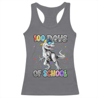 100 Days Of School Racerback Tank Top Funny Cool Dinosaur Trex 100 Days Smarter