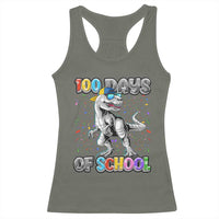 100 Days Of School Racerback Tank Top Funny Cool Dinosaur Trex 100 Days Smarter