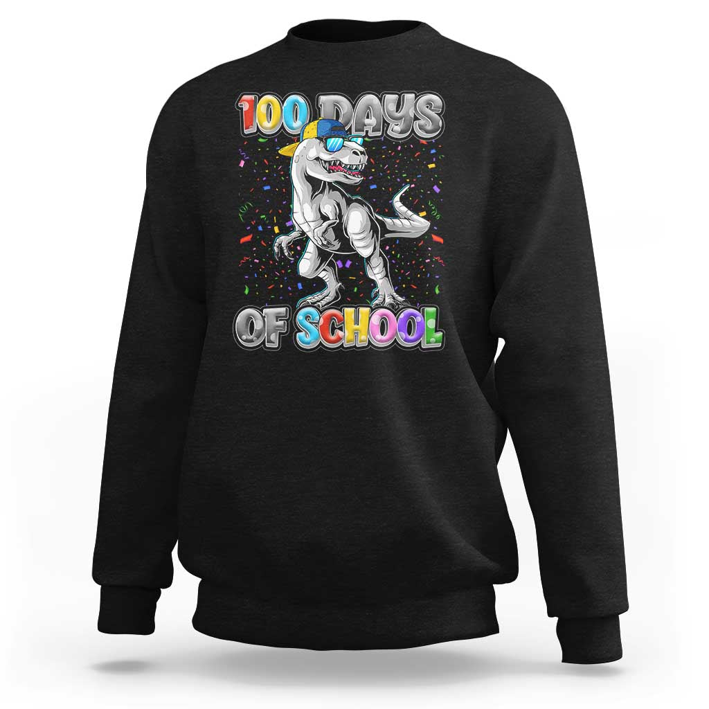 100 Days Of School Sweatshirt Funny Cool Dinosaur Trex 100 Days Smarter - Wonder Print Shop