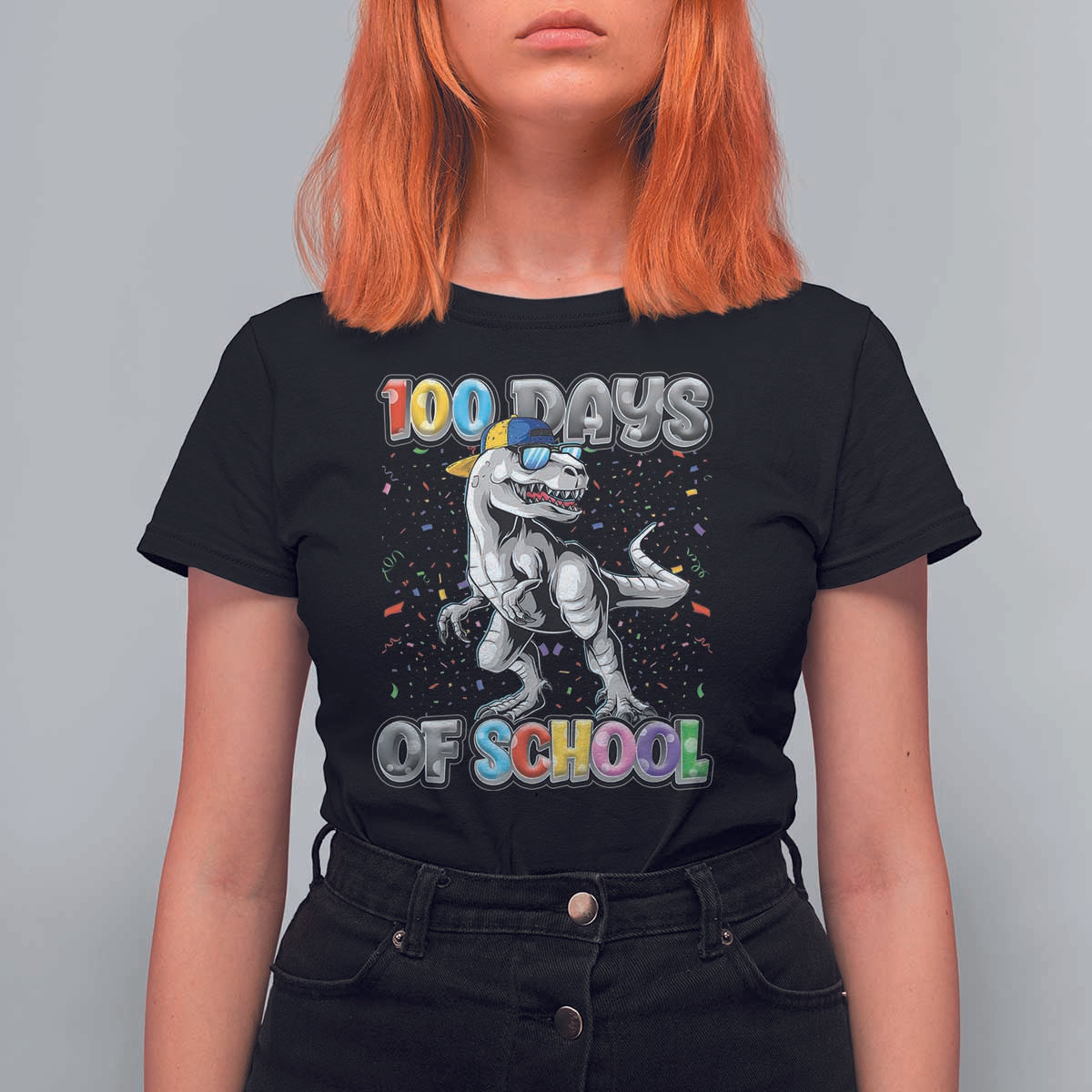 100 Days Of School T Shirt For Women Funny Cool Dinosaur Trex 100 Days Smarter - Wonder Print Shop