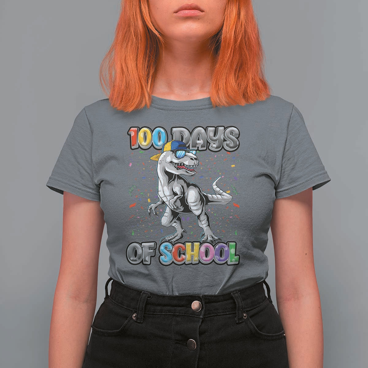 100 Days Of School T Shirt For Women Funny Cool Dinosaur Trex 100 Days Smarter - Wonder Print Shop