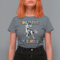 100 Days Of School T Shirt For Women Funny Cool Dinosaur Trex 100 Days Smarter - Wonder Print Shop