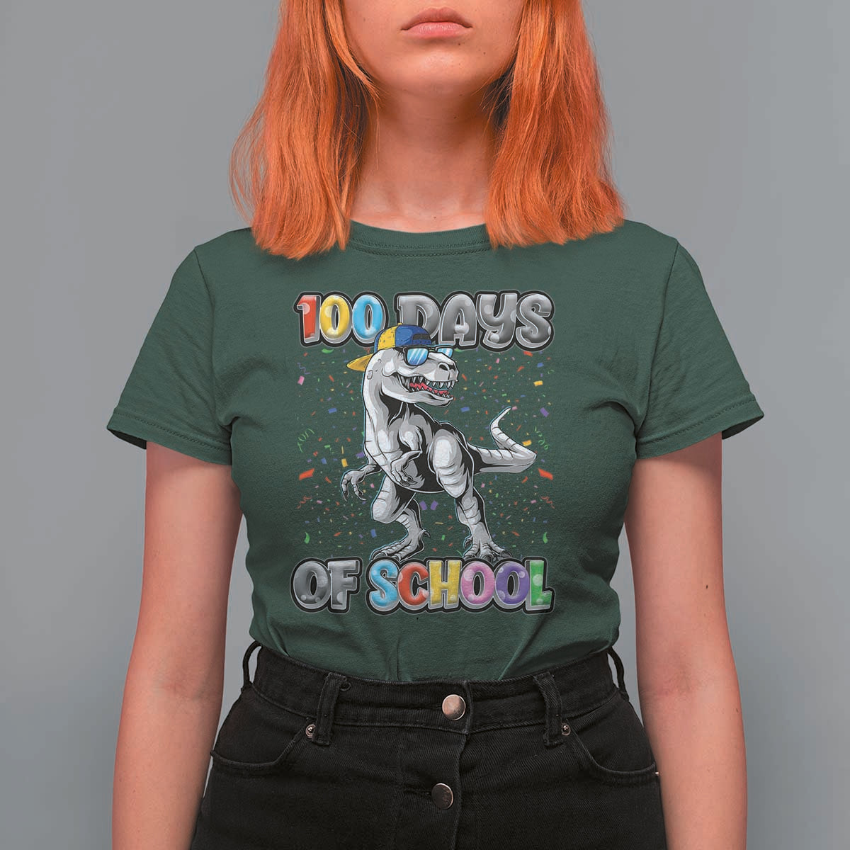 100 Days Of School T Shirt For Women Funny Cool Dinosaur Trex 100 Days Smarter - Wonder Print Shop