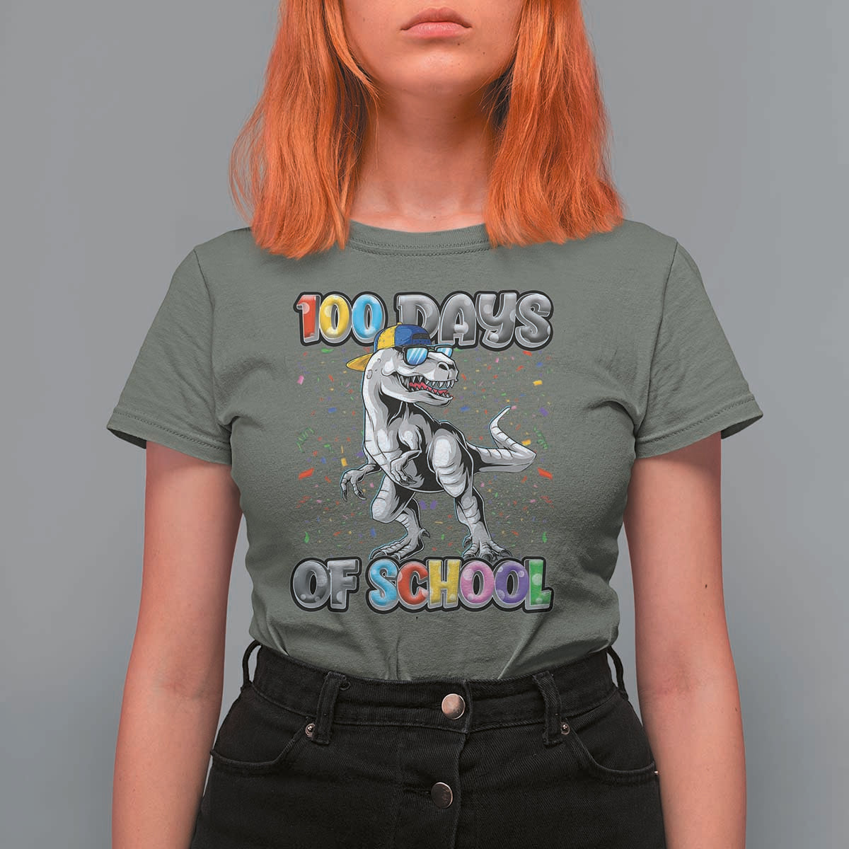 100 Days Of School T Shirt For Women Funny Cool Dinosaur Trex 100 Days Smarter - Wonder Print Shop