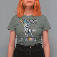 100 Days Of School T Shirt For Women Funny Cool Dinosaur Trex 100 Days Smarter - Wonder Print Shop