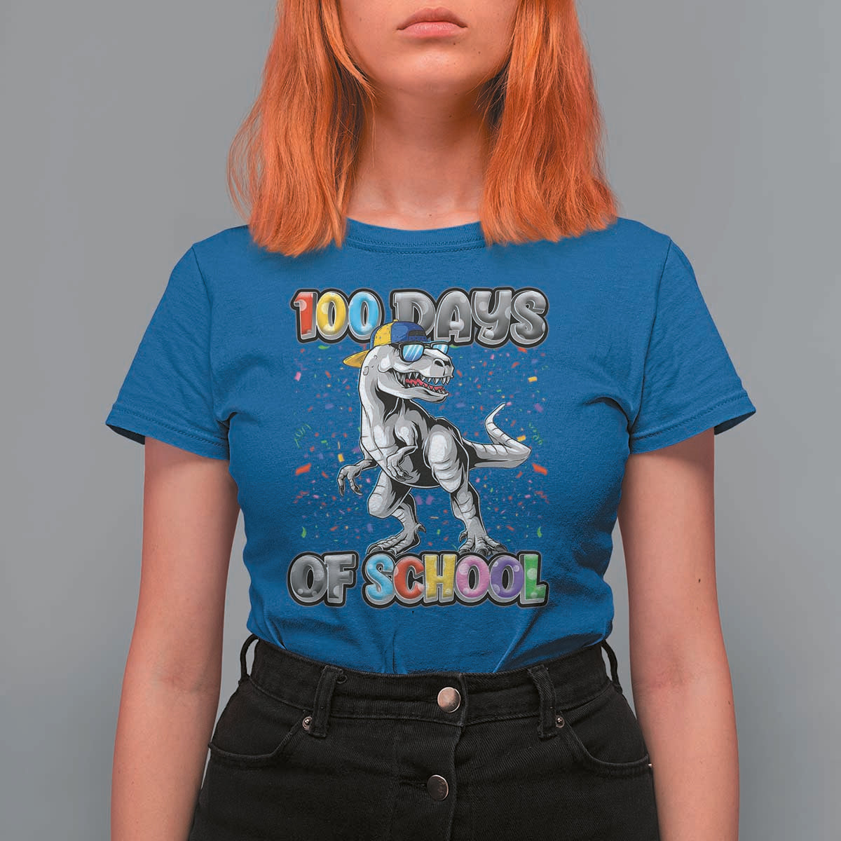 100 Days Of School T Shirt For Women Funny Cool Dinosaur Trex 100 Days Smarter - Wonder Print Shop