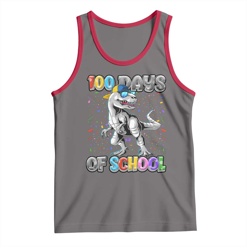 100 Days Of School Tank Top Funny Cool Dinosaur Trex 100 Days Smarter