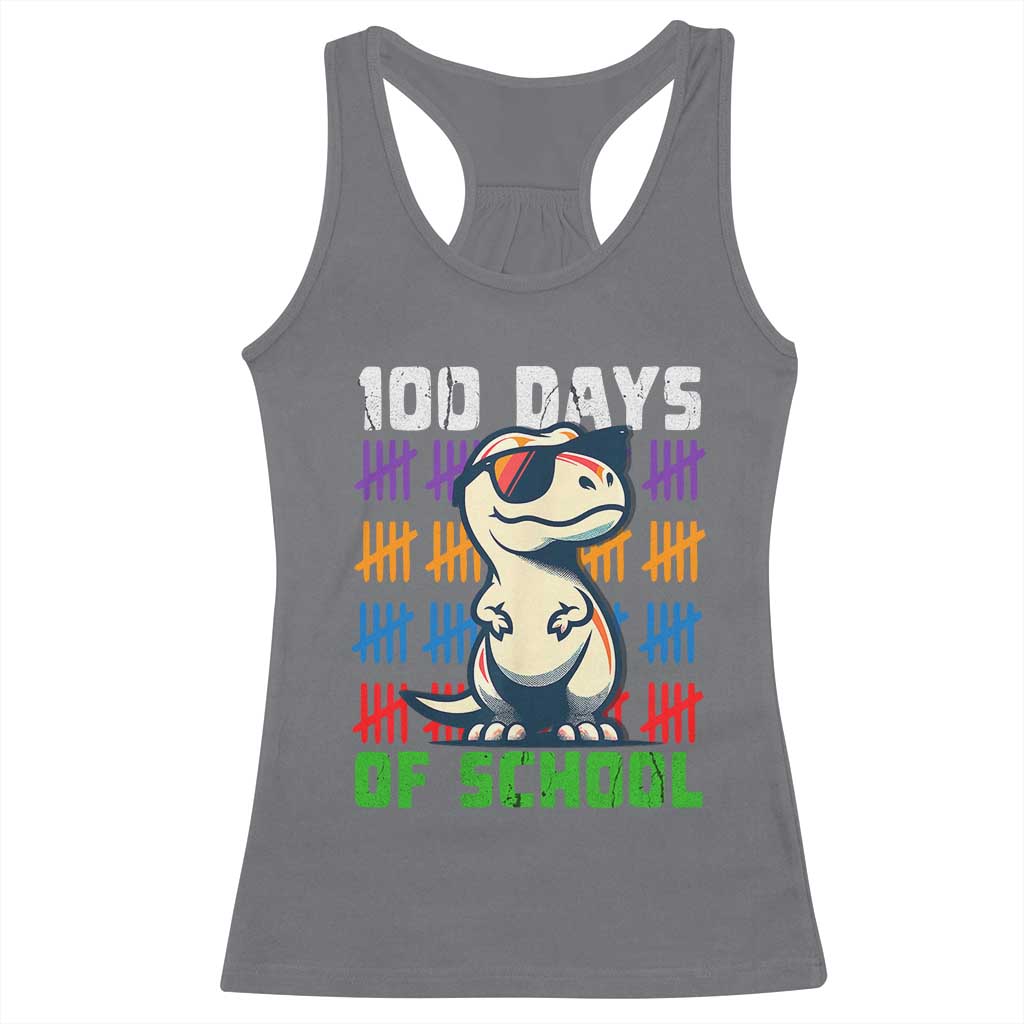 100 Days of School 100th Day Dino Racerback Tank Top