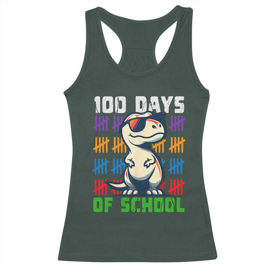 100 Days of School 100th Day Dino Racerback Tank Top
