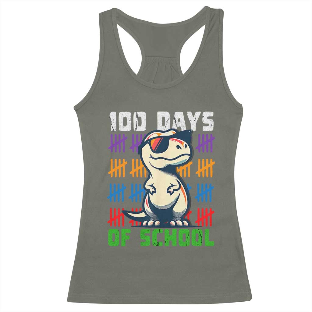 100 Days of School 100th Day Dino Racerback Tank Top