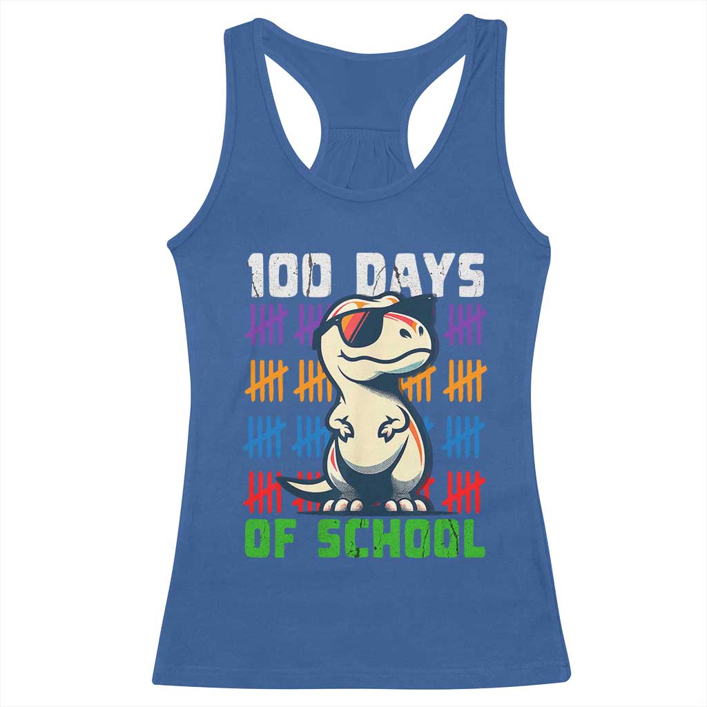 100 Days of School 100th Day Dino Racerback Tank Top