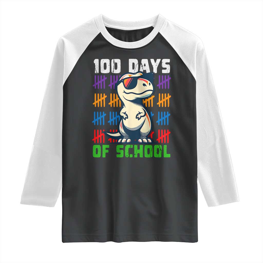 100 Days of School 100th Day Dino Raglan Shirt