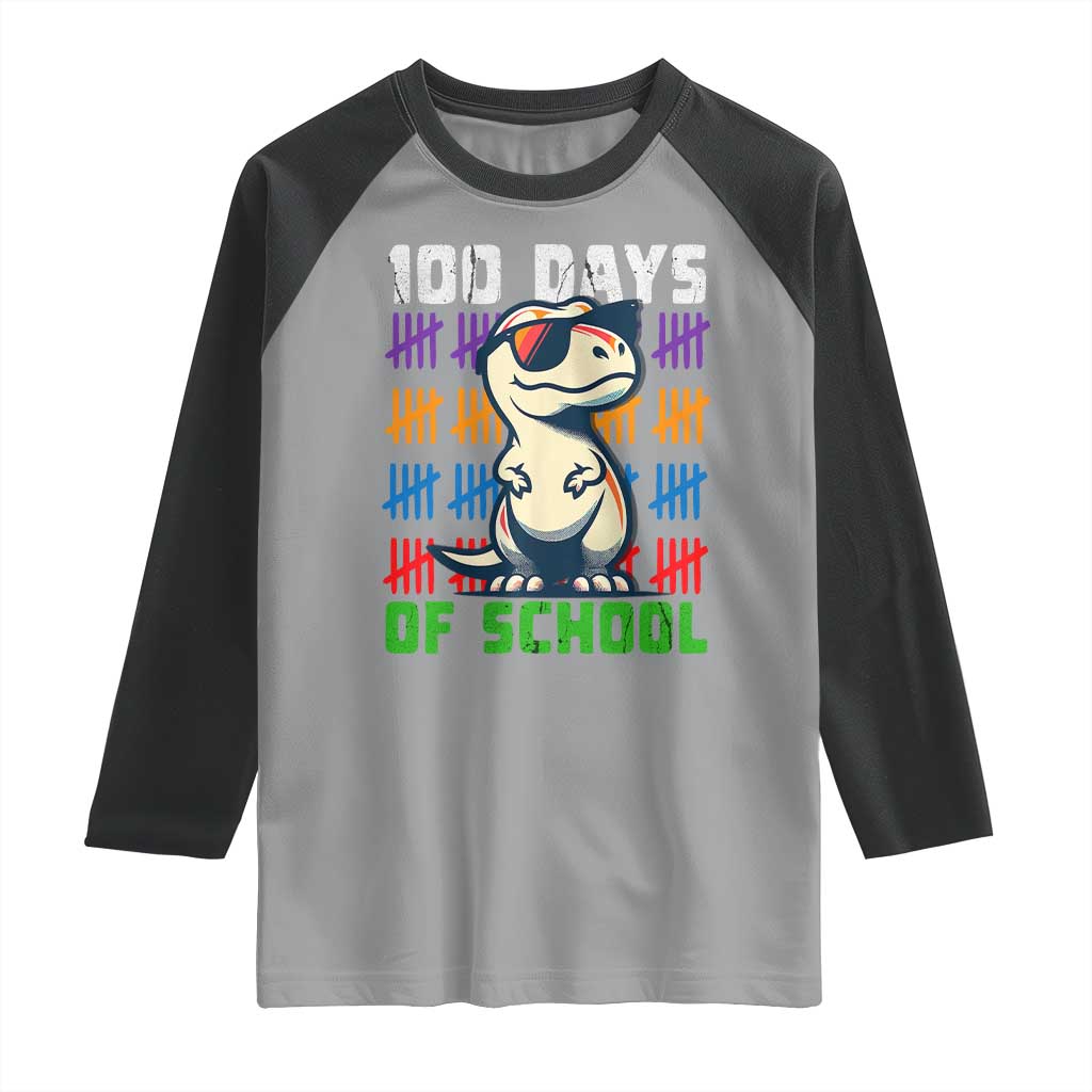 100 Days of School 100th Day Dino Raglan Shirt