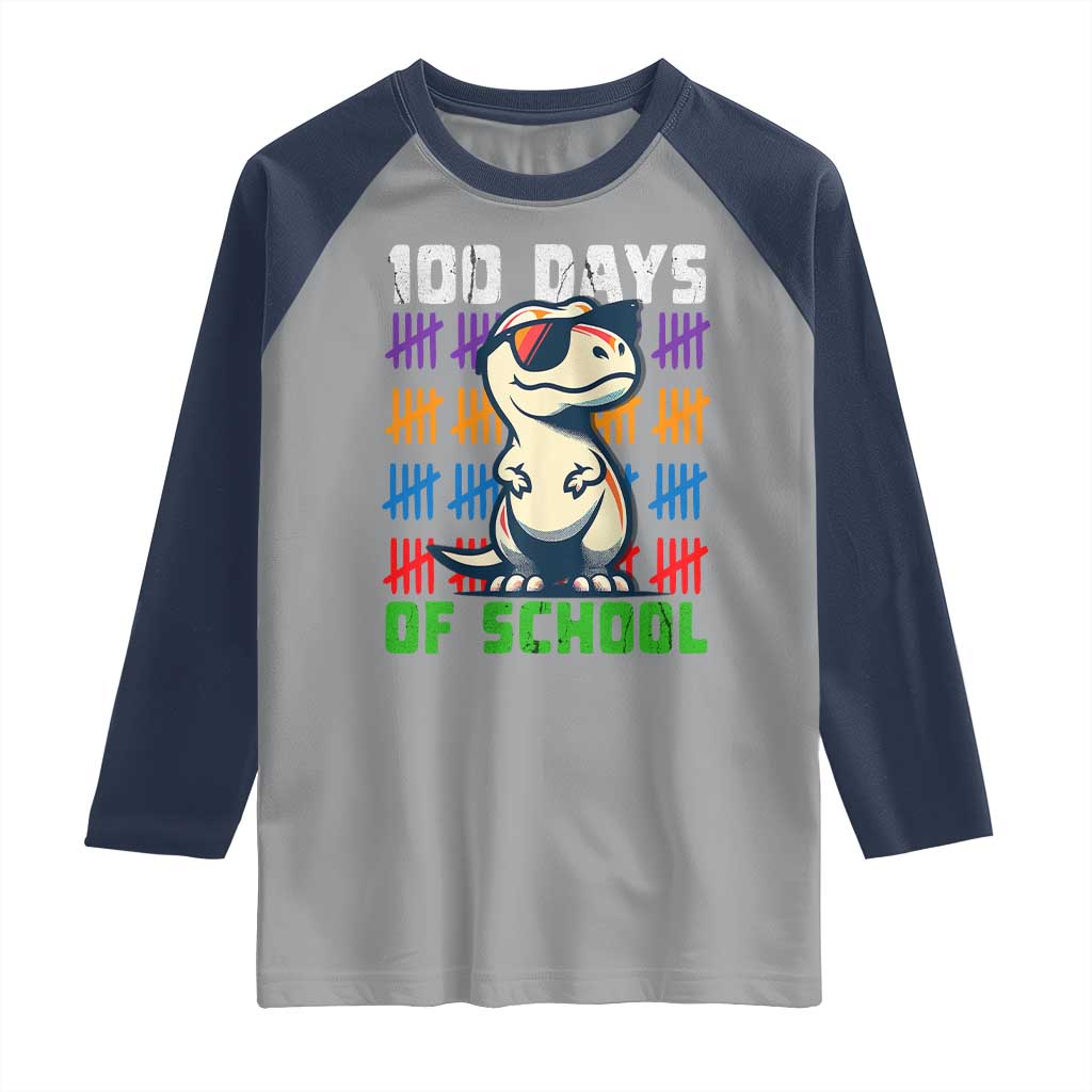 100 Days of School 100th Day Dino Raglan Shirt