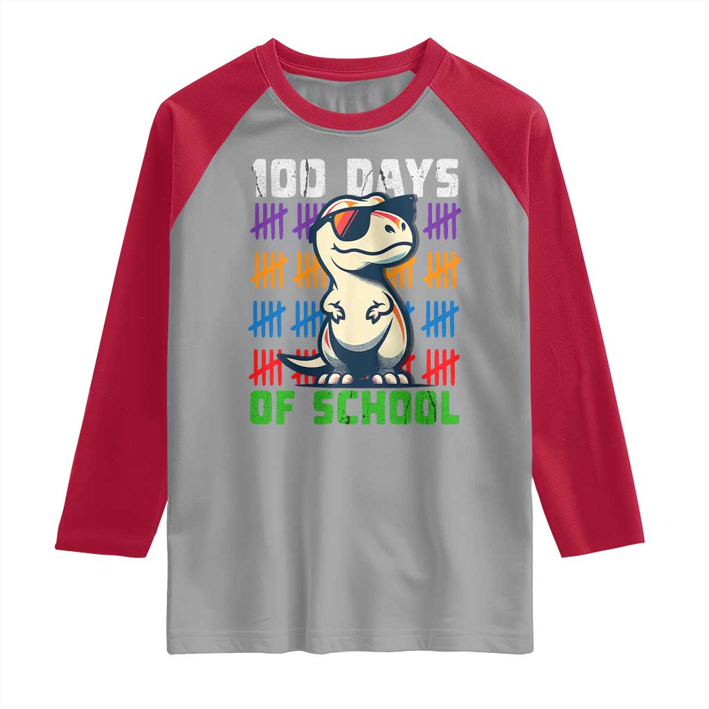 100 Days of School 100th Day Dino Raglan Shirt