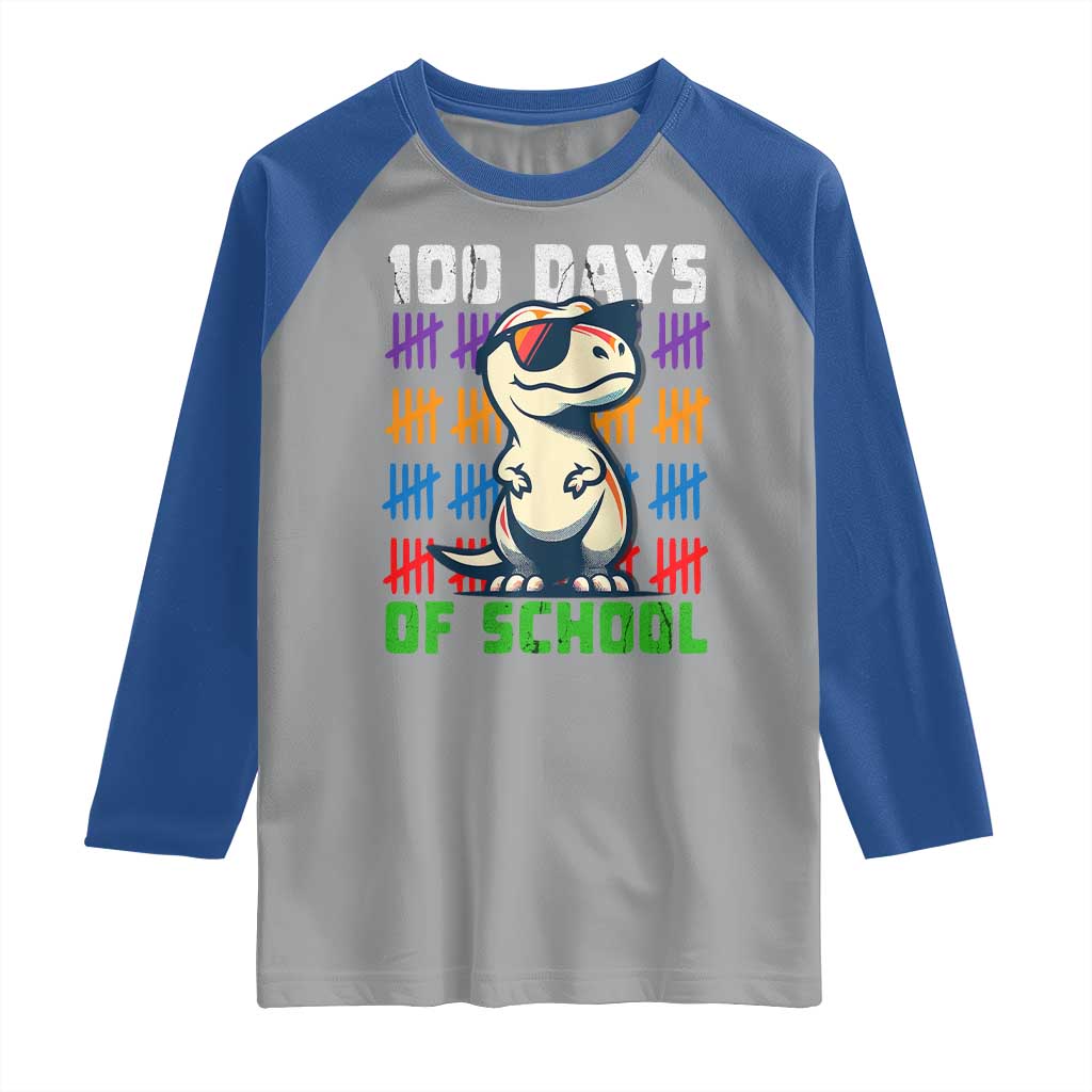 100 Days of School 100th Day Dino Raglan Shirt