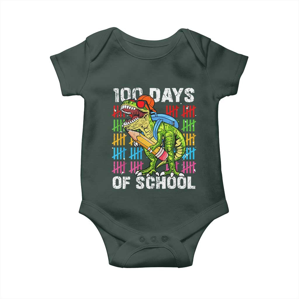 100th Day Of School Baby Onesie 100 Days Dino Dinosaur