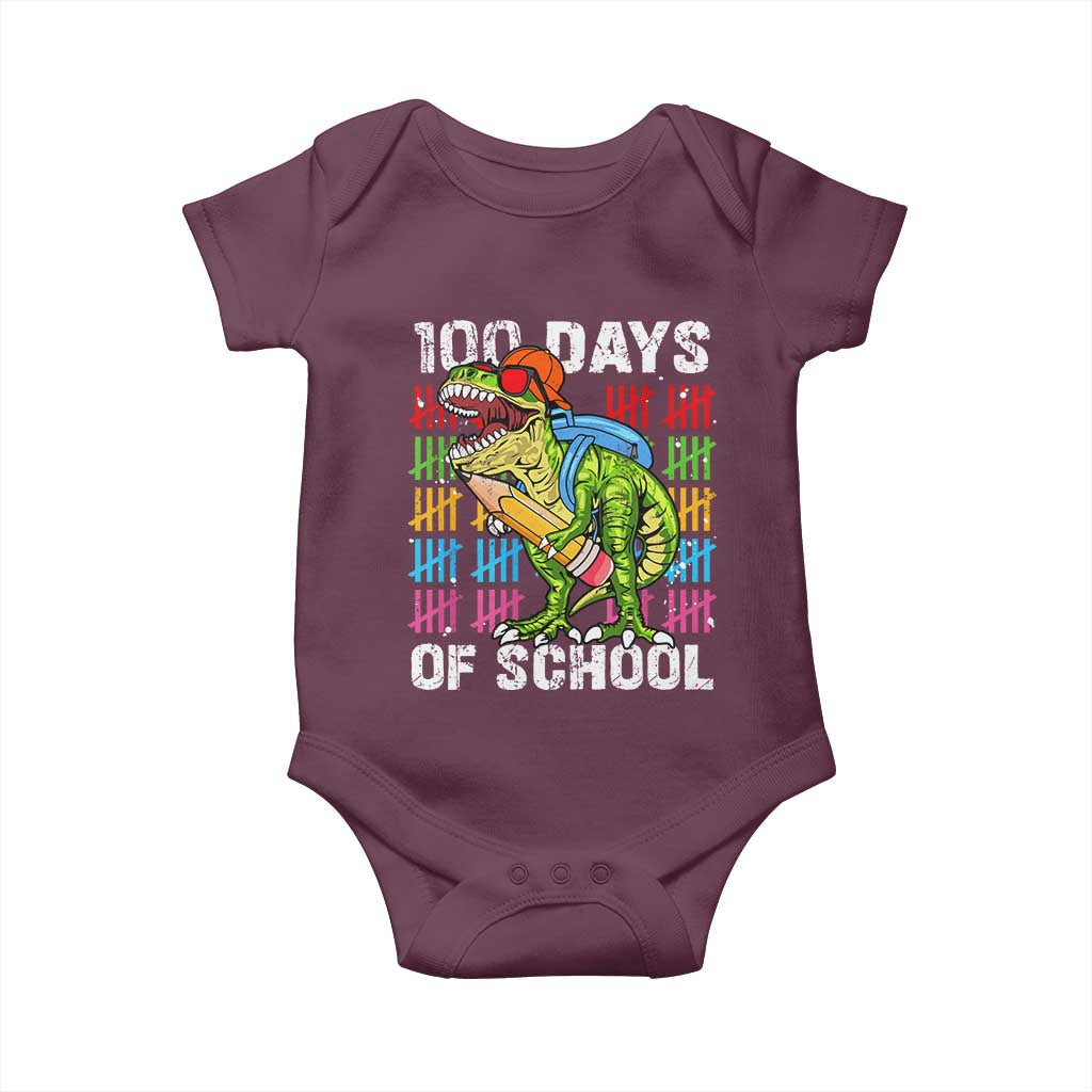 100th Day Of School Baby Onesie 100 Days Dino Dinosaur