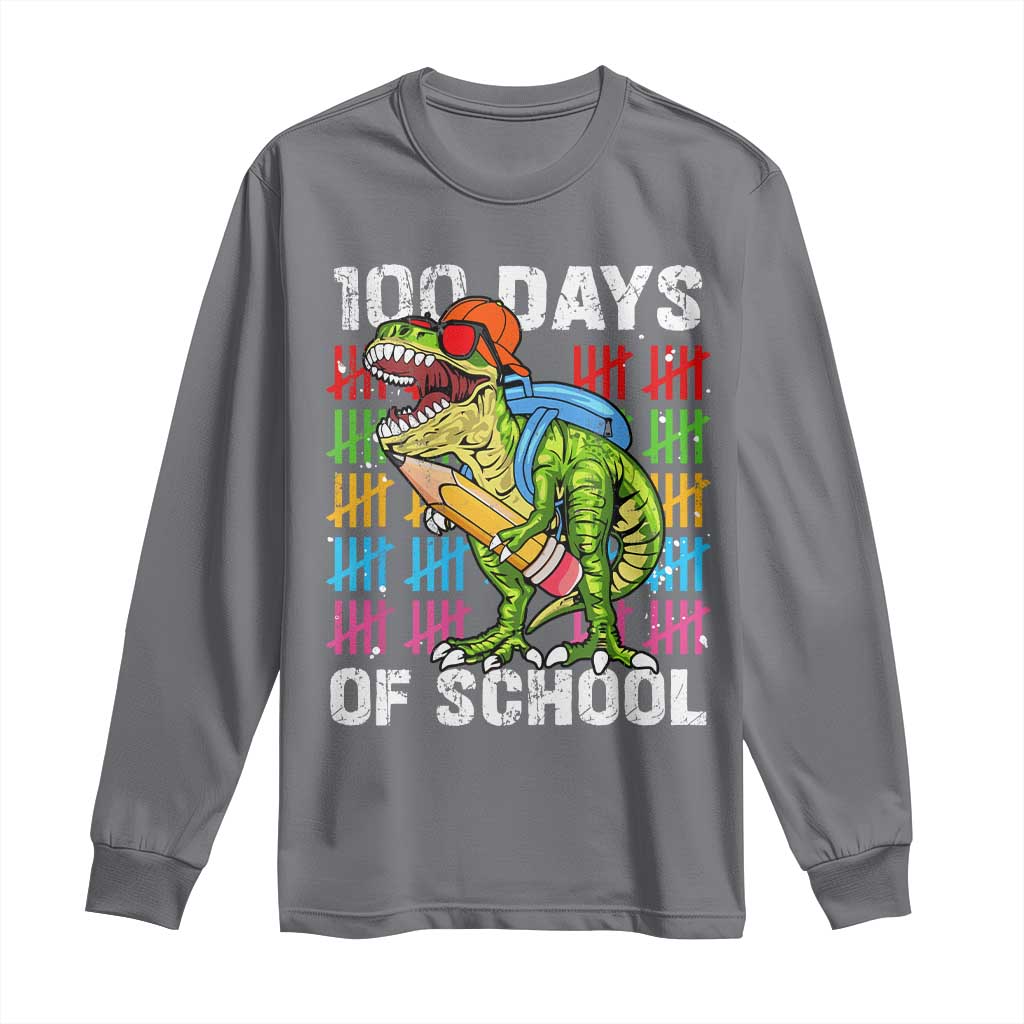 100th Day Of School Long Sleeve Shirt 100 Days Dino Dinosaur