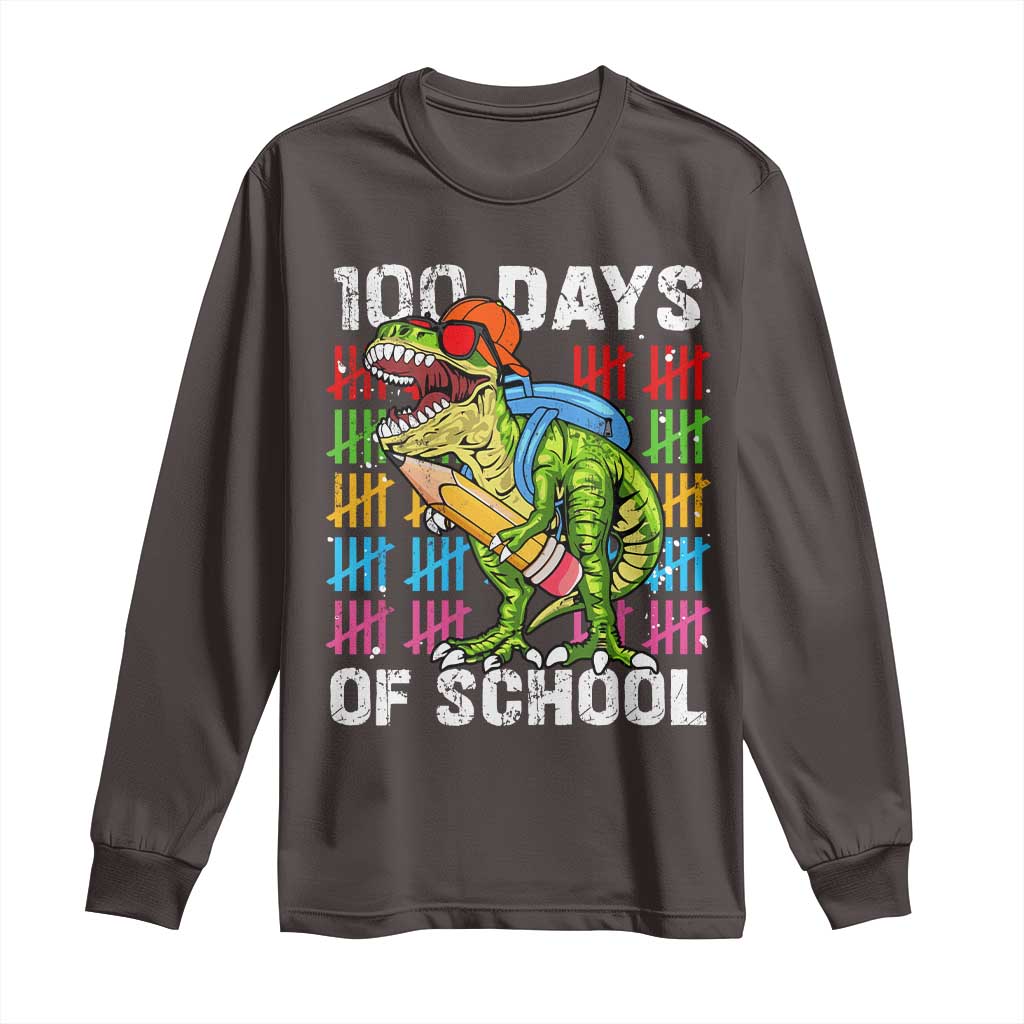 100th Day Of School Long Sleeve Shirt 100 Days Dino Dinosaur