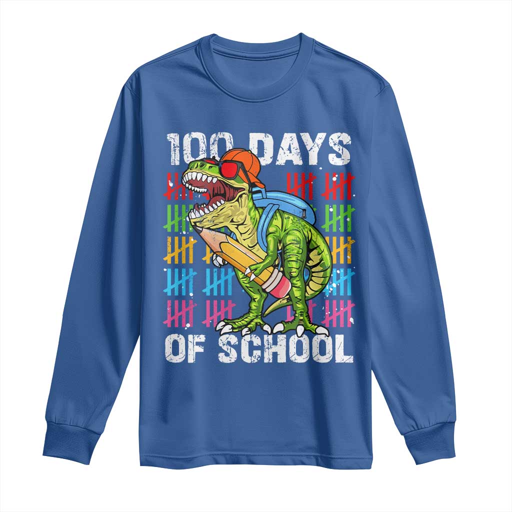 100th Day Of School Long Sleeve Shirt 100 Days Dino Dinosaur