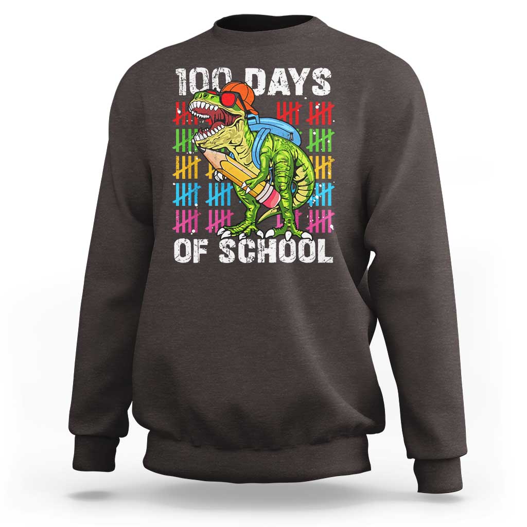 100th Day Of School Sweatshirt 100 Days Dino Dinosaur