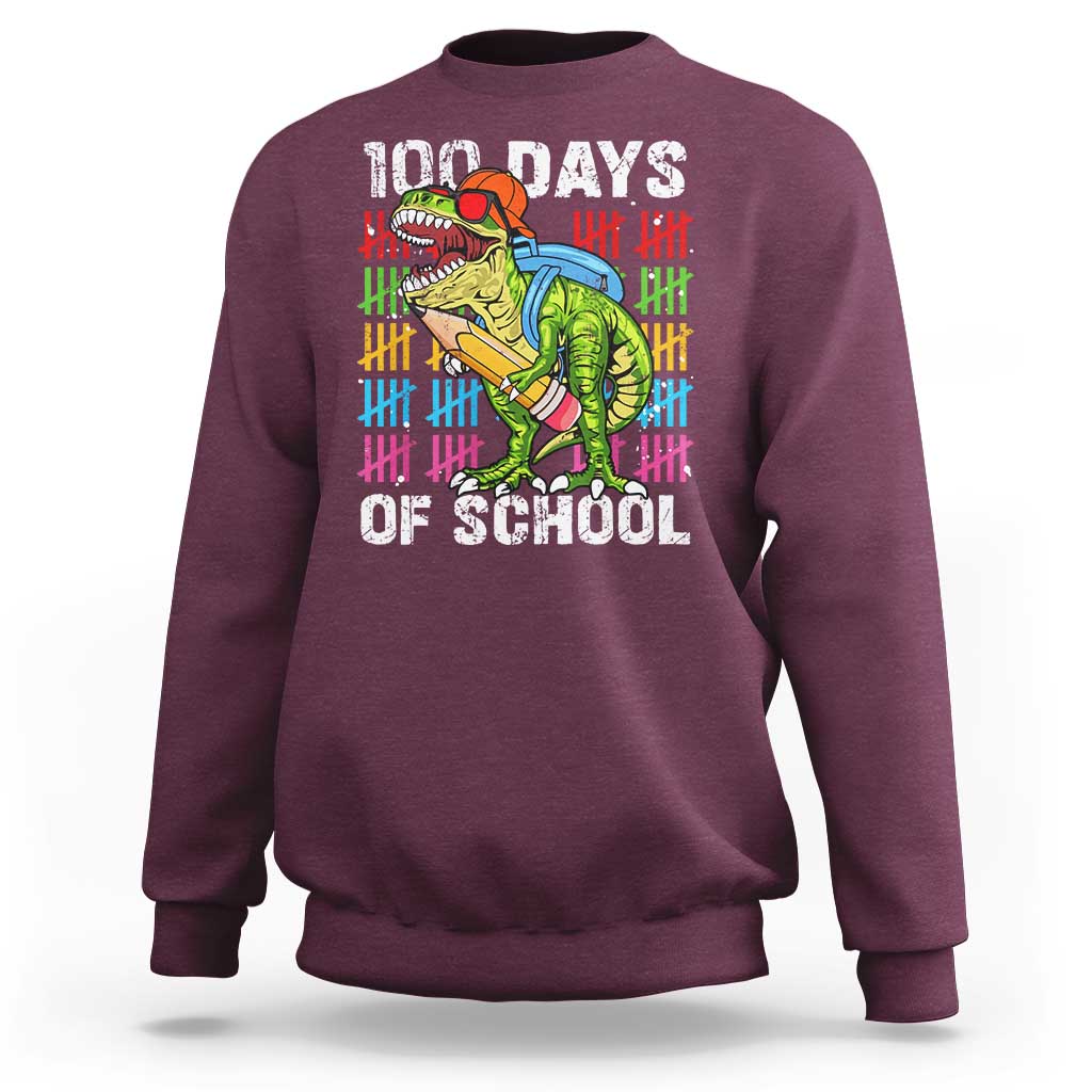 100th Day Of School Sweatshirt 100 Days Dino Dinosaur