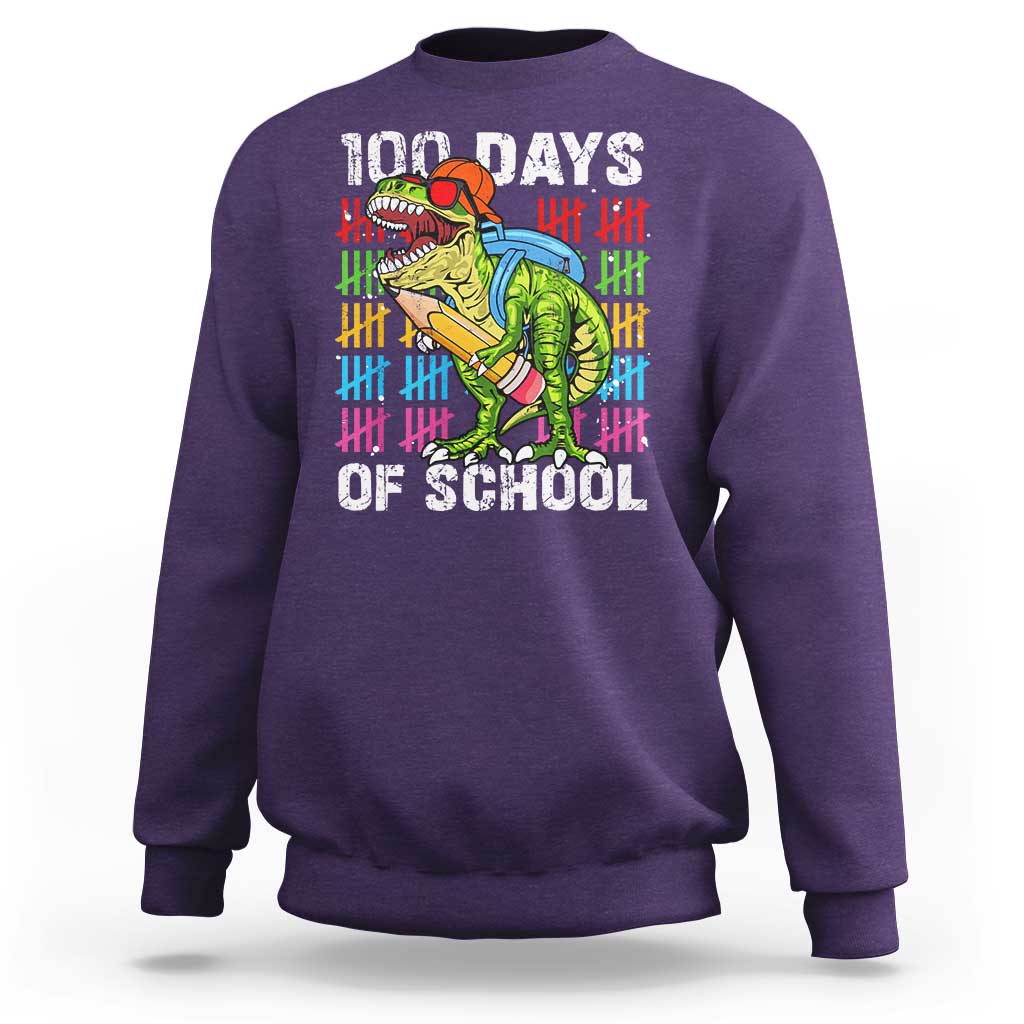 100th Day Of School Sweatshirt 100 Days Dino Dinosaur