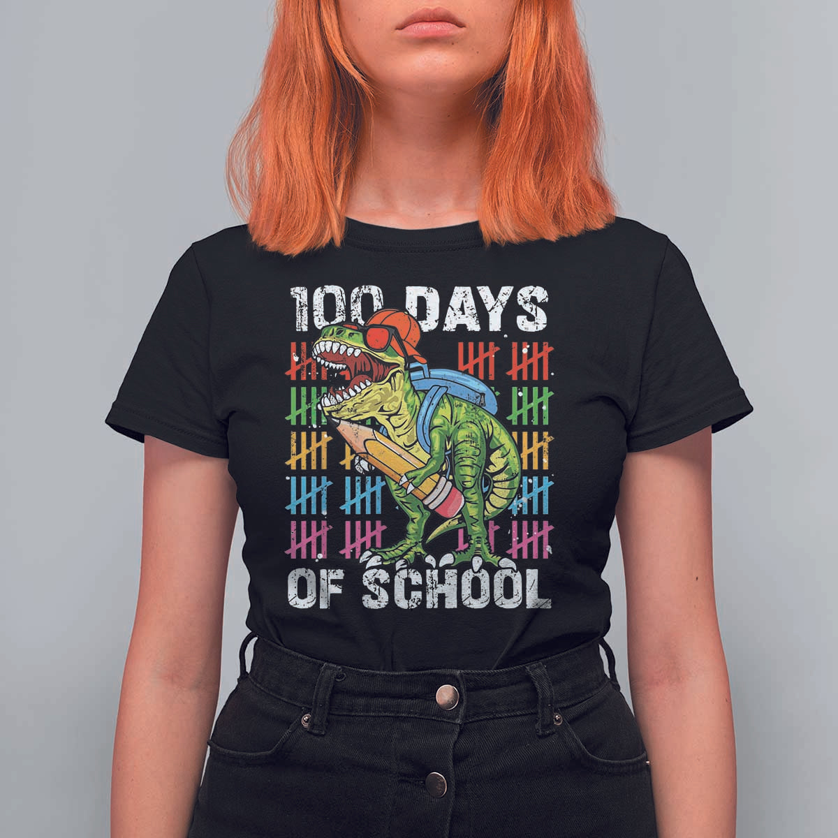 100th Day Of School T Shirt For Women 100 Days Dino Dinosaur