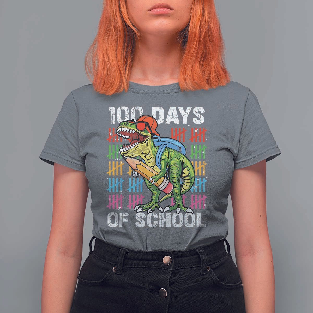 100th Day Of School T Shirt For Women 100 Days Dino Dinosaur