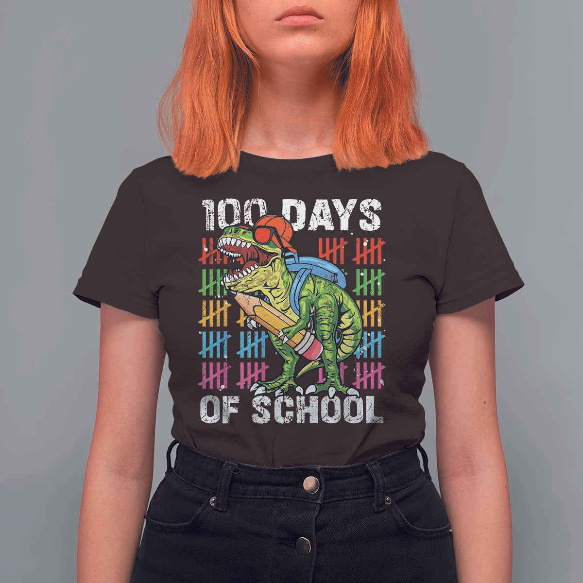 100th Day Of School T Shirt For Women 100 Days Dino Dinosaur