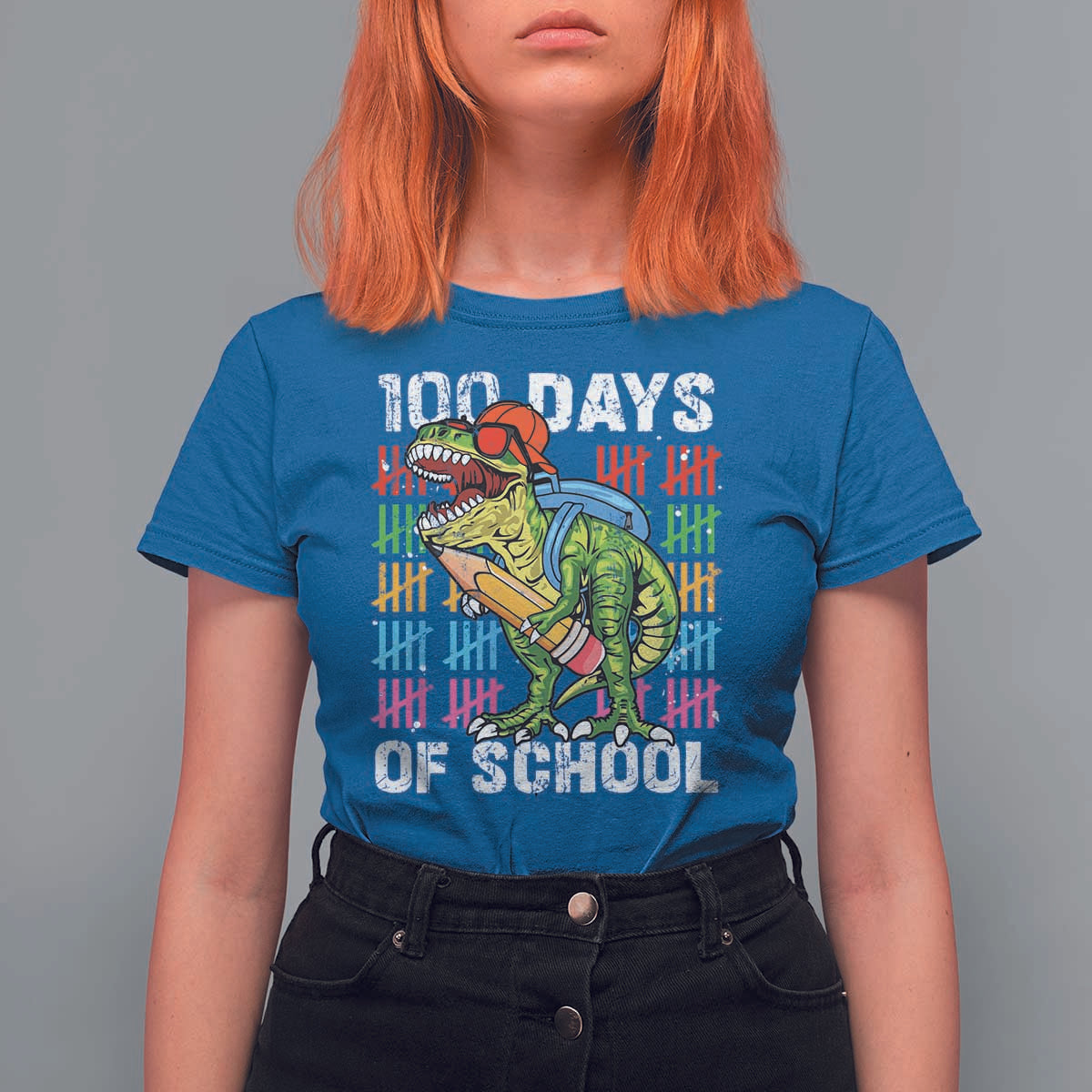 100th Day Of School T Shirt For Women 100 Days Dino Dinosaur