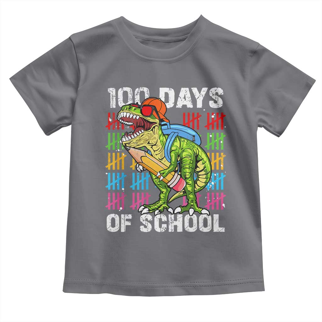 100th Day Of School Toddler T Shirt 100 Days Dino Dinosaur