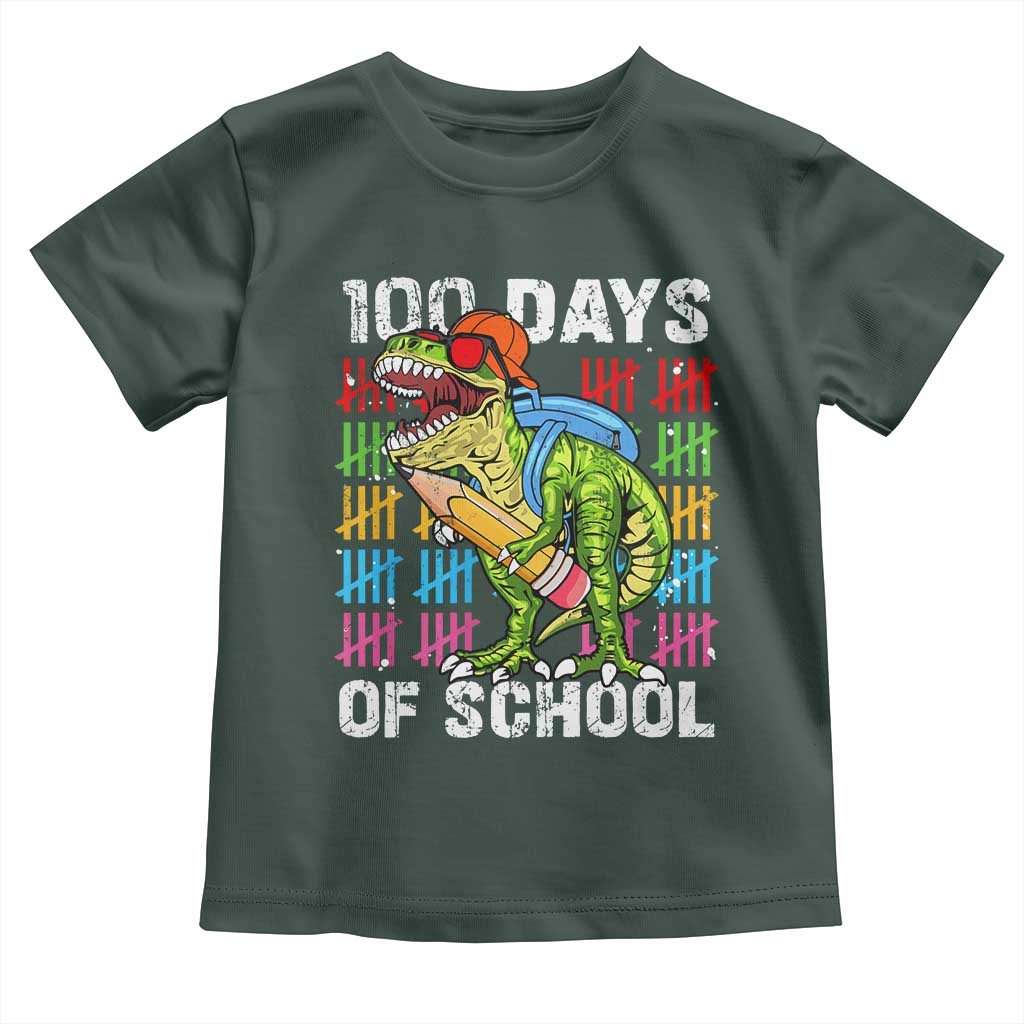 100th Day Of School Toddler T Shirt 100 Days Dino Dinosaur