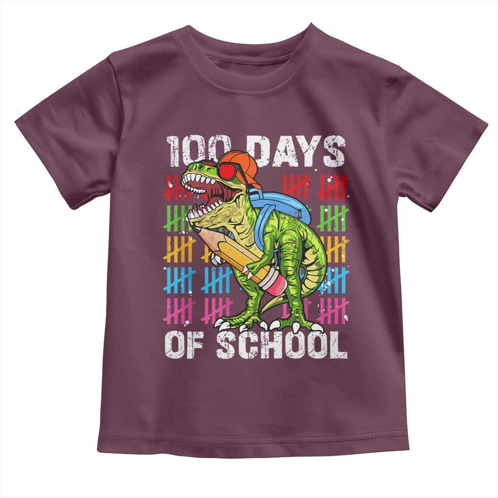 100th Day Of School Toddler T Shirt 100 Days Dino Dinosaur