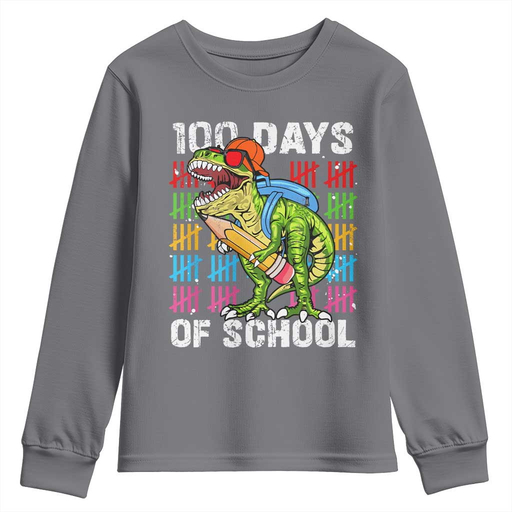 100th Day Of School Youth Sweatshirt 100 Days Dino Dinosaur