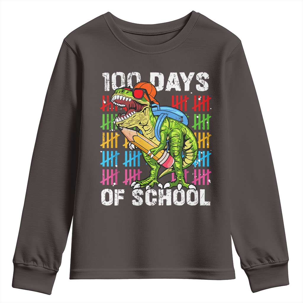 100th Day Of School Youth Sweatshirt 100 Days Dino Dinosaur
