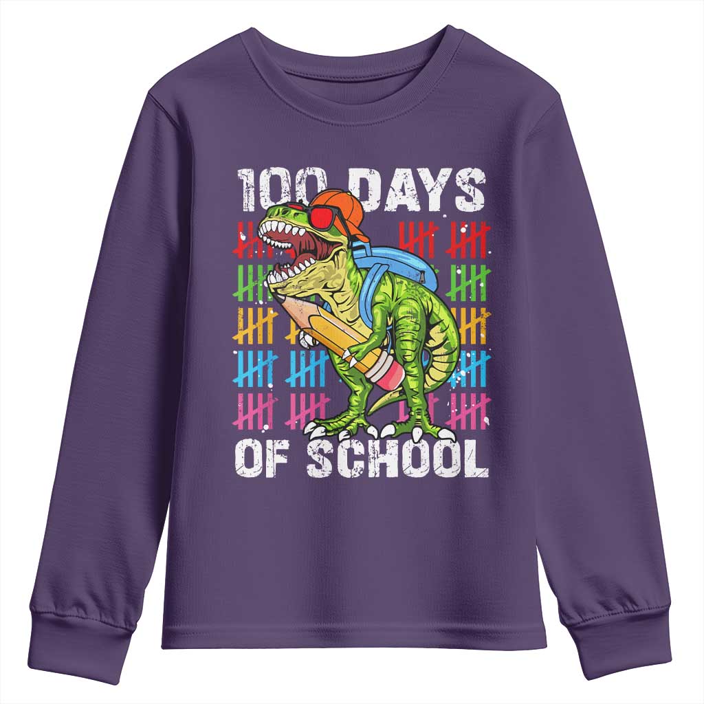 100th Day Of School Youth Sweatshirt 100 Days Dino Dinosaur