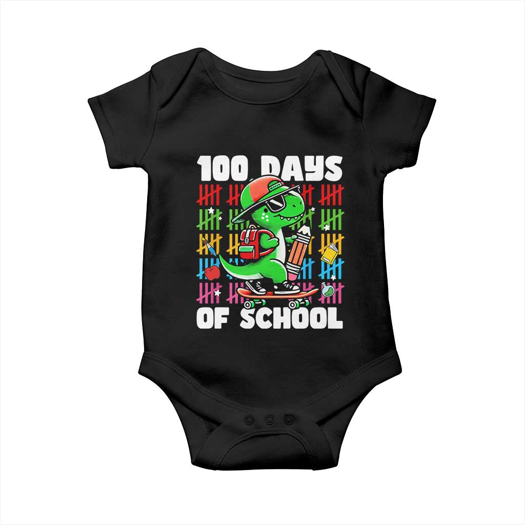 100 Days of School 100th Day Dino Baby Onesie Trex Dino Skateboard Skateboarding Boys Gift