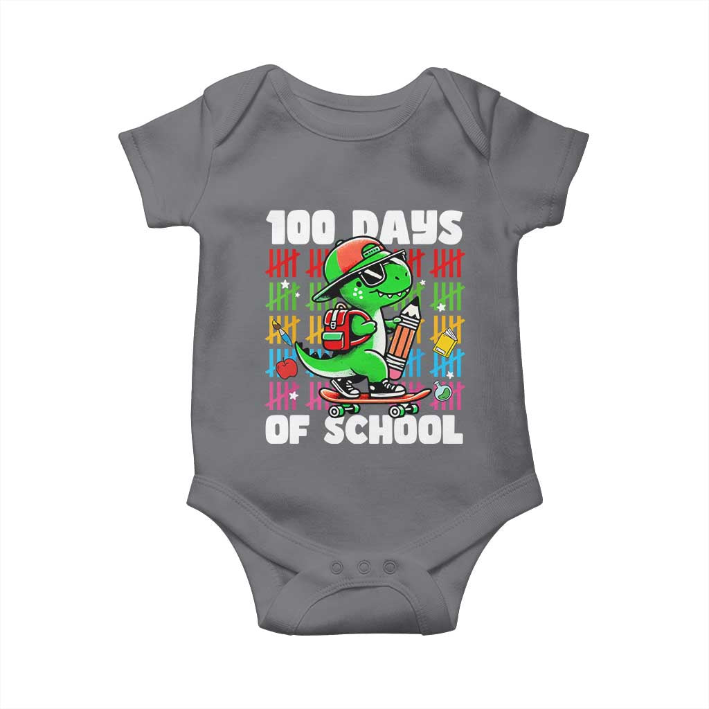 100 Days of School 100th Day Dino Baby Onesie Trex Dino Skateboard Skateboarding Boys Gift