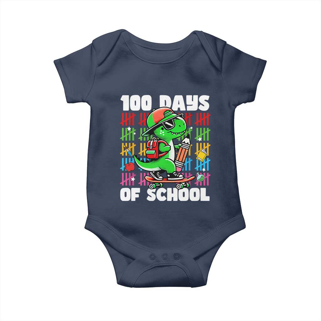 100 Days of School 100th Day Dino Baby Onesie Trex Dino Skateboard Skateboarding Boys Gift