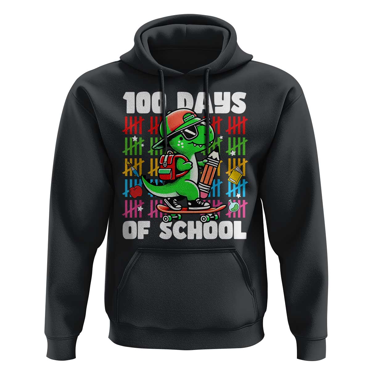 100 Days of School 100th Day Dino Hoodie Trex Dino Skateboard Skateboarding Boys Gift