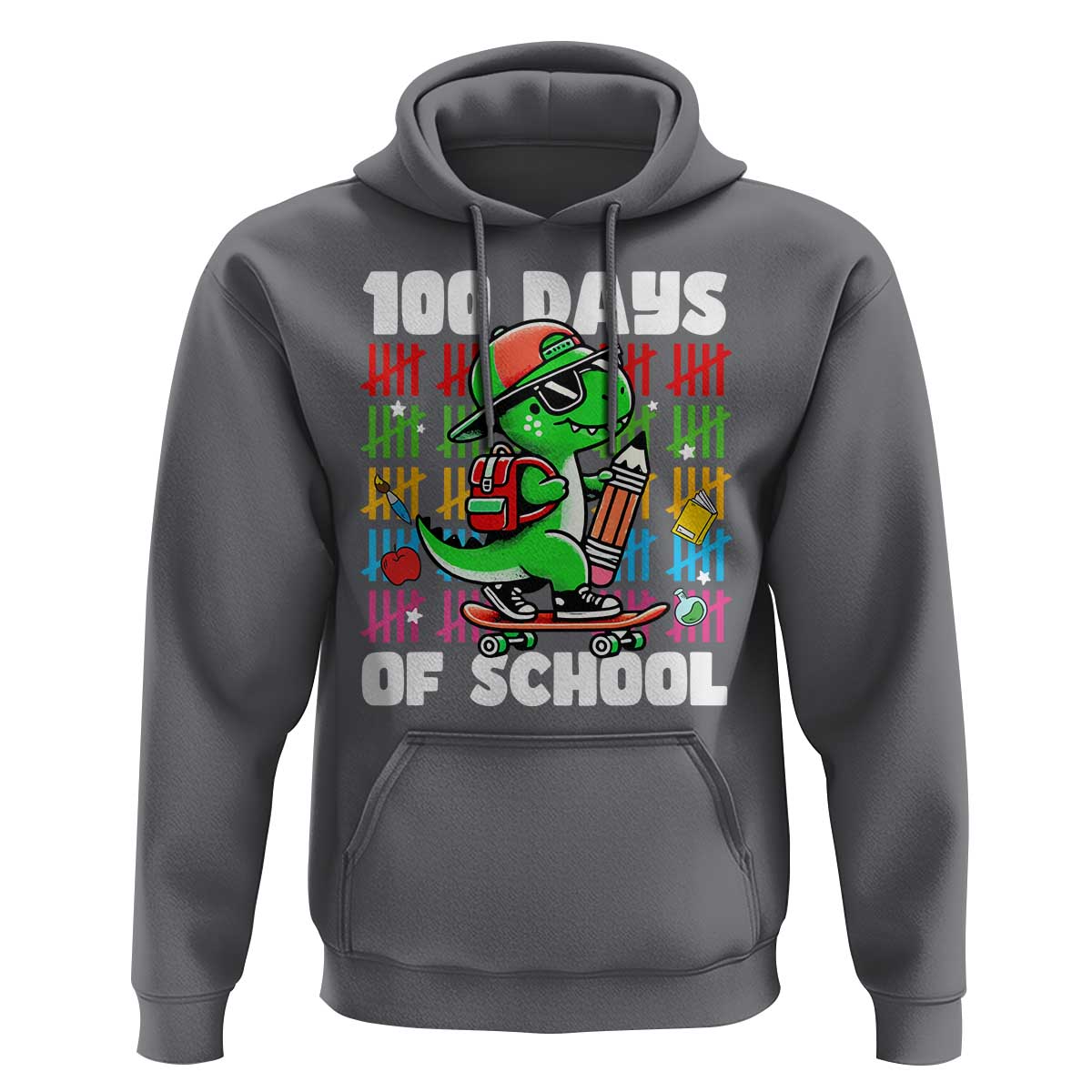 100 Days of School 100th Day Dino Hoodie Trex Dino Skateboard Skateboarding Boys Gift