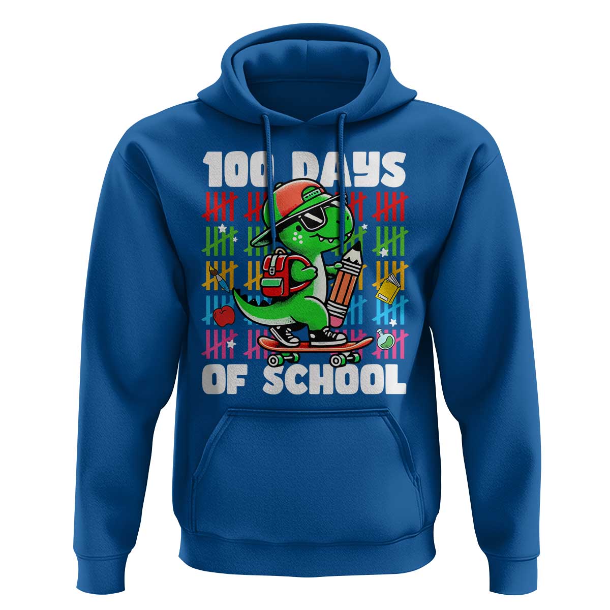 100 Days of School 100th Day Dino Hoodie Trex Dino Skateboard Skateboarding Boys Gift