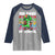 100 Days of School 100th Day Dino Raglan Shirt Trex Dino Skateboard Skateboarding Boys Gift