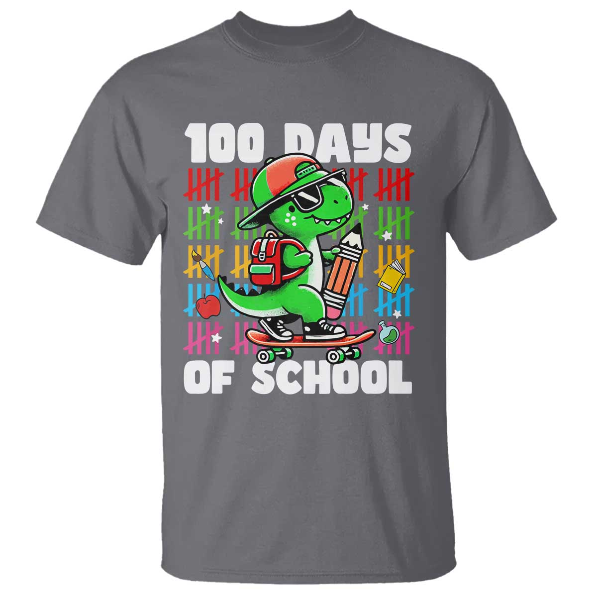 100 Days of School 100th Day Dino T Shirt Trex Dino Skateboard Skateboarding Boys Gift - Wonder Print Shop