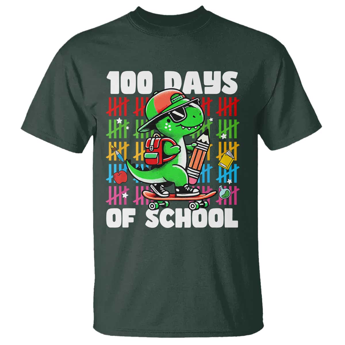 100 Days of School 100th Day Dino T Shirt Trex Dino Skateboard Skateboarding Boys Gift - Wonder Print Shop